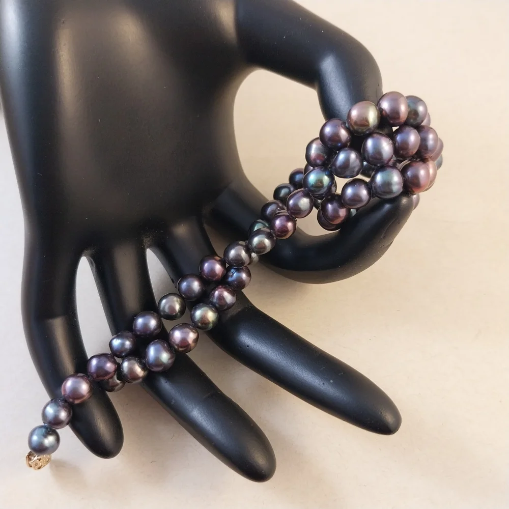 Vintage Black Pearl Necklace With Gold 585 (14K) Lock - Picture 15 of 15